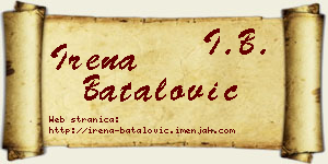 Irena Batalović vizit kartica